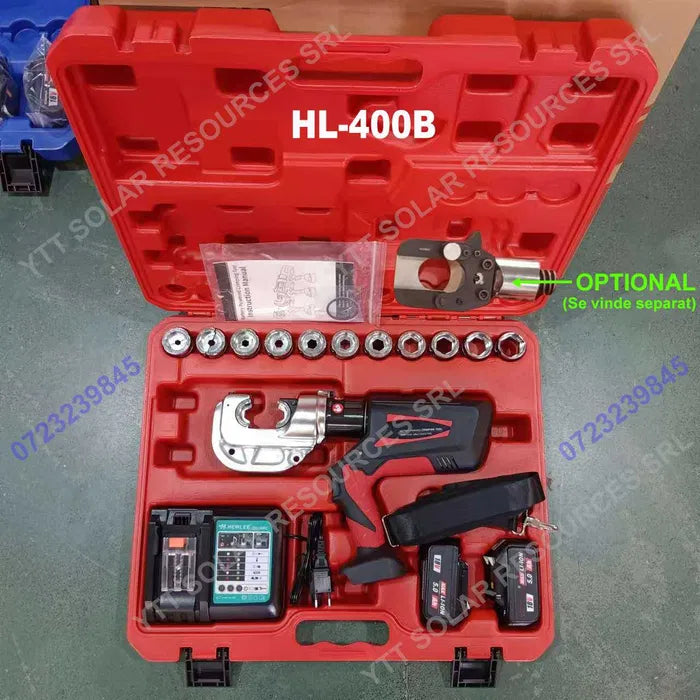 HL-400B Masina sertizat papuci cabluri Cu/AL, 300/400mmp, 2 baterii 5AH HL-400B Masina sertizat papuci cabluri Cu/AL, 300/400mmp, 2 baterii 5AH